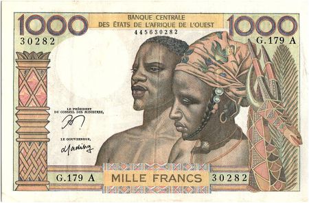 BCEAO 1000 Francs, fleuve 1977  - Côte d\'ivoire - Série G.179 A - P.103Am - TTB +