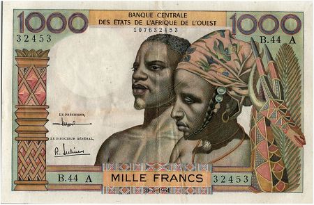 BCEAO 1000 Francs, fleuve 20-03-1961 - Côte d\'ivoire - Série B.44 A - P.103Ac - TTB+