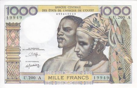 BCEAO 1000 Francs Couple africains - Fleuve (dates et alphabets variés)