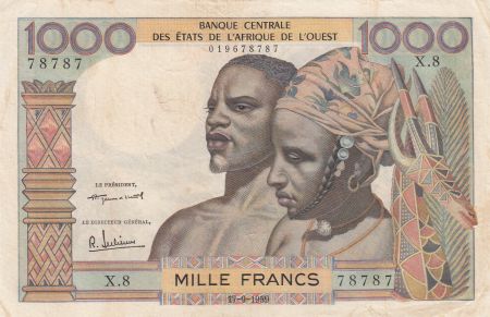 BCEAO 1000 Francs fleuve 1959 - Série X.8