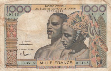 BCEAO 1000 Francs fleuve 1961 - Côte d\'ivoire - Série C.35