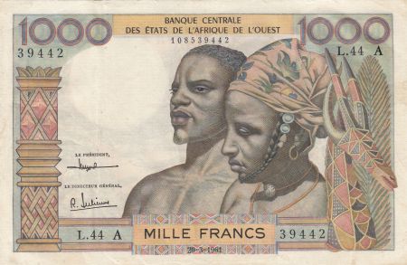 BCEAO 1000 Francs fleuve 1961 - Série L.44