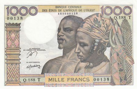 BCEAO 1000 Francs fleuve 1965 - Togo - Série Q.188
