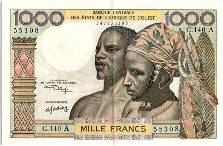 BCEAO 1000 Francs fleuve 1974  - Côte d\'ivoire - Série C.140 A - P.103Ak - SUP +