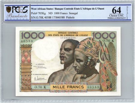 BCEAO 1000 Francs Sénégal - Fleuve - ND - PCGS UNC 64