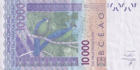 BCEAO 10000 Francs - Masque - Oiseaux - 2016 - Lettre A (Côte d\'Ivoire) - P.118aP