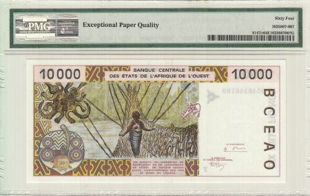 BCEAO 10000 Francs, BCEAO - Pont de liane - 1995  - T Togo - PMG 64 EPQ