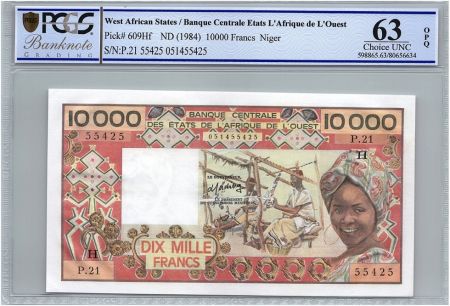 BCEAO 10000 Francs Niger - Tissage - 1984 - PCGS UNC 63 OPQ