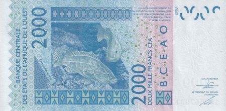 BCEAO 2000 Francs - Masque - Poissons - 2015 - Lettre A ( Côte d\'Ivoire) - P.116Ao