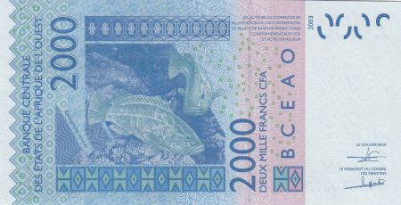 BCEAO 2000 Francs Masque - Poissons - Burkina Faso 2017