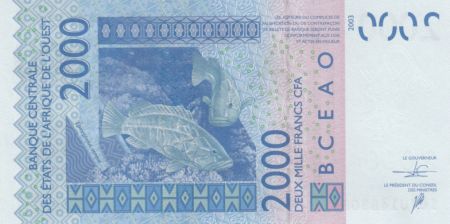 BCEAO 2000 Francs Masque -Poissons - Togo 2018