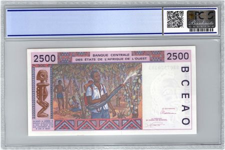BCEAO 2500 Francs Burkina Faso - Barrage - Cacao - 1993 - PCGS AU 58 OPQ