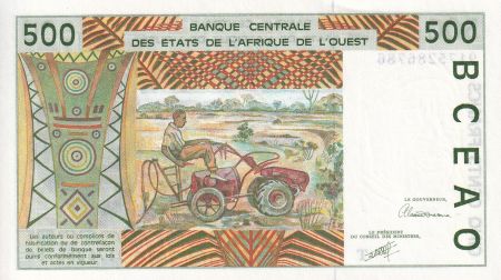 BCEAO 500 Francs - Barrage - Tracteur - 1991 - Lettre T (Togo) - P.810T.a