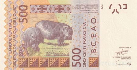 BCEAO 500 Francs - Masque - Hippopotames - 2023 - Lettre D Mali