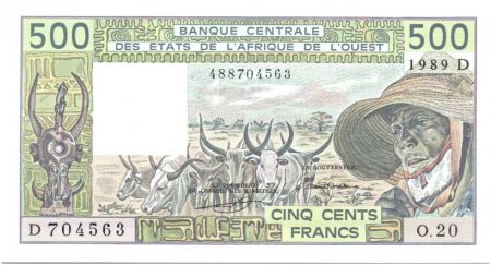 BCEAO 500 Francs Mali - Veil homme et zébus - 1986 - Série O.20
