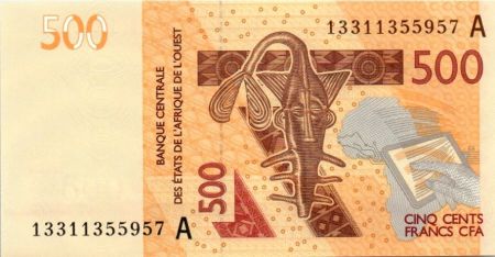 BCEAO 500 Francs Masque - Hippopotames - 2013 A Cote d\'ivoire