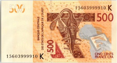 BCEAO 500 Francs Masque - Hippopotames - 2015 K Sénégal
