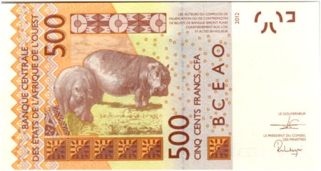BCEAO 500 Francs Masque - Hippopotames - 2019 T Togo