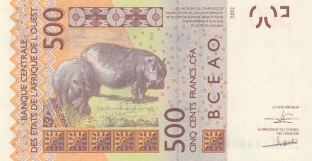 BCEAO 500 Francs Masque - Hippopotames - Burkina Faso 2017