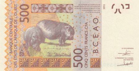 BCEAO 500 Francs Masque - Hippopotames - Togo 2018