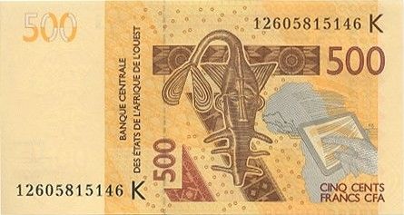 BCEAO 500 Francs Masque - Hippopotames