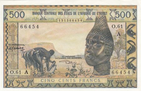 BCEAO 500 Francs masque type 1959 - Côte d\'Ivoire - Série O.61
