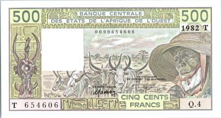 BCEAO 500 Francs Togo - Vieil homme et zébus - 1982 Série Q 4