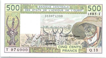 BCEAO 500 Francs Togo - Vieil homme et zébus - 1985 Série Q.13 - 315974000