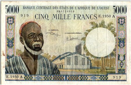 BCEAO 5000 Francs, vieil homme type 1961 nd - A Côte d\'ivoire E.1950 A - P.104Ak - TTB