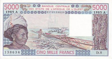 BCEAO 5000 Francs 1985 - Pirogues de pêche