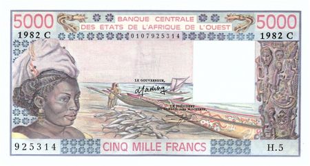 BCEAO 5000 Francs Burkina Faso - Pirogues de pêche - 1982