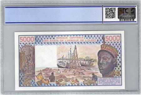 BCEAO 5000 Francs Mali - Pirogues de pêche - 1989 - PCGS UNC 65 OPQ