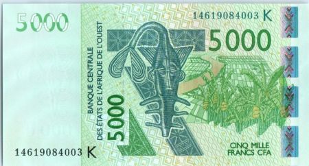 BCEAO 5000 Francs Masque - Antilopes - 2014
