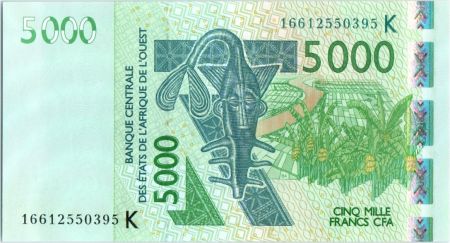 BCEAO 5000 Francs Masque - Antilopes - 2016 K Sénégal