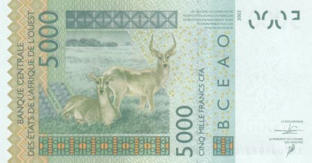 BCEAO 5000 Francs Masque - Antilopes - Togo 2018