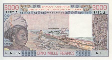 BCEAO 5000 Francs Pirogues de pêche - 1982 - Série R.4 - Côte d\'Ivoire