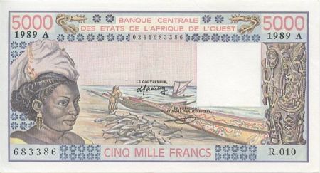 BCEAO 5000 Francs Pirogues de pêche - 1989 - Série R.010