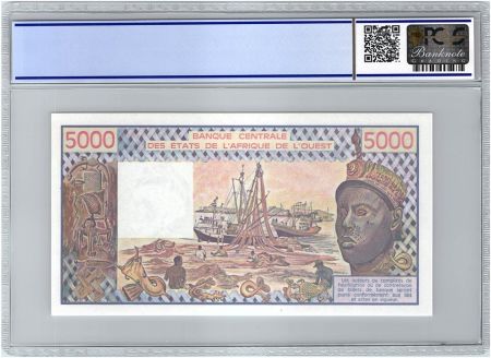 BCEAO 5000 Francs Sénégal - Pirogues de pêche - 1987 - PCGS UNC 65 OPQ