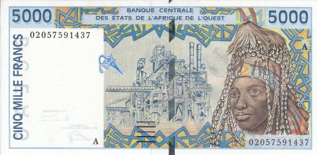 BCEAO 5000 Francs Usine - Poterie - 2002 - Cote d\'Ivoire