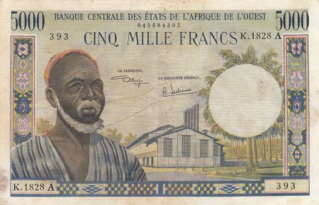BCEAO 5000 Francs vieil homme type 1964 - A Côte d\'ivoire K.1828