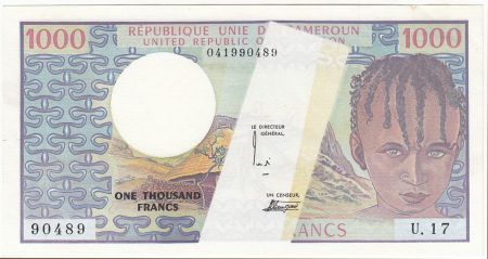 BEAC 1000 Francs 1974 - Fauté manque partiel d\'impression