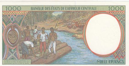 BEAC 1000 Francs 1993 - Jeune homme, rivère - F = Rép centrafricaine