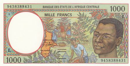 BEAC 1000 Francs 1994 - Jeune homme, rivère - L = Gabon