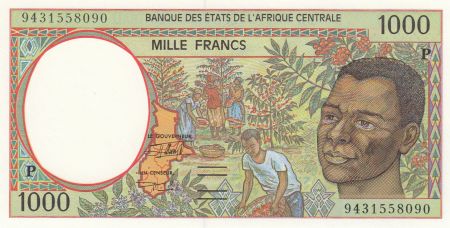 BEAC 1000 Francs 1994 - Jeune homme, rivère - P = Tchad