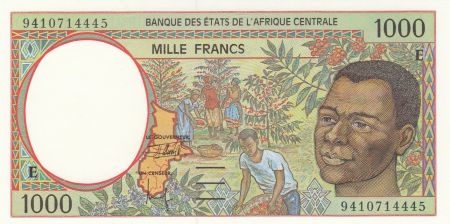 BEAC 1000 Francs 1994 - Jeune homme, rivière  - E = Cameroun
