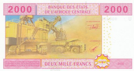 BEAC 2000 Francs 2002 - Jeune femme, barrage, carrière  - U = Cameroun