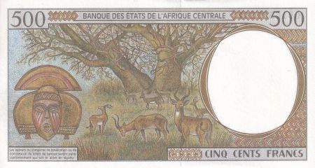 BEAC 500 Francs - Jeune homme, zébus, antilopes - ND (1993-2000) - Lettre L ( Gabon) - P.401L