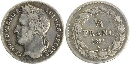 Belgique 1/4 Franc Leopold I - Tête Laurée - 1834