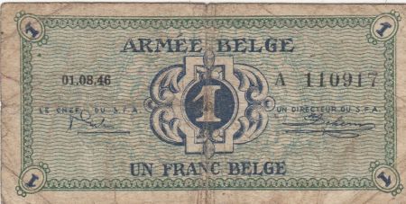Belgique 1 Franc 01-08-1946 - Vert, Armée belge