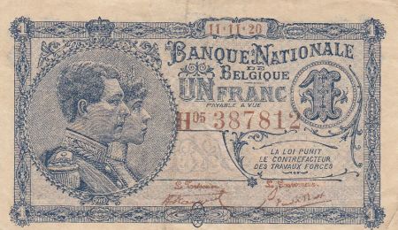 Belgique 1 Franc 11-11-1920 - Albert & Elizabeth